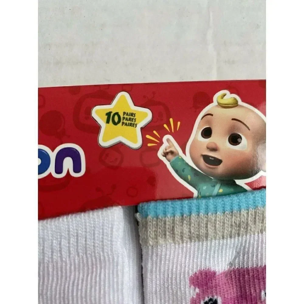 Cocomelon Toddlers Socks 10‎ Pk Fits Size 4-7 Unisex Moonbug JJ TomTom YoYo New